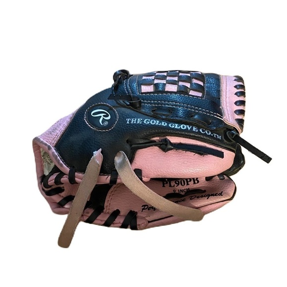 Rawlings Right Handed Throwing Glove Pink Kids Girls Basket Web 9” PL90PB - Picture 1 of 7
